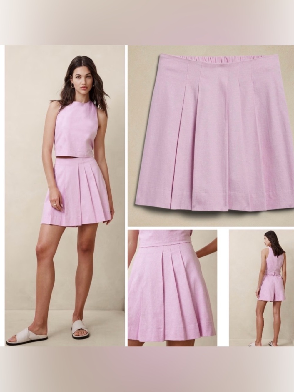 Banana Republic Factory Pink Pleated Mini Skirt - Small - like new preppy Barbie
